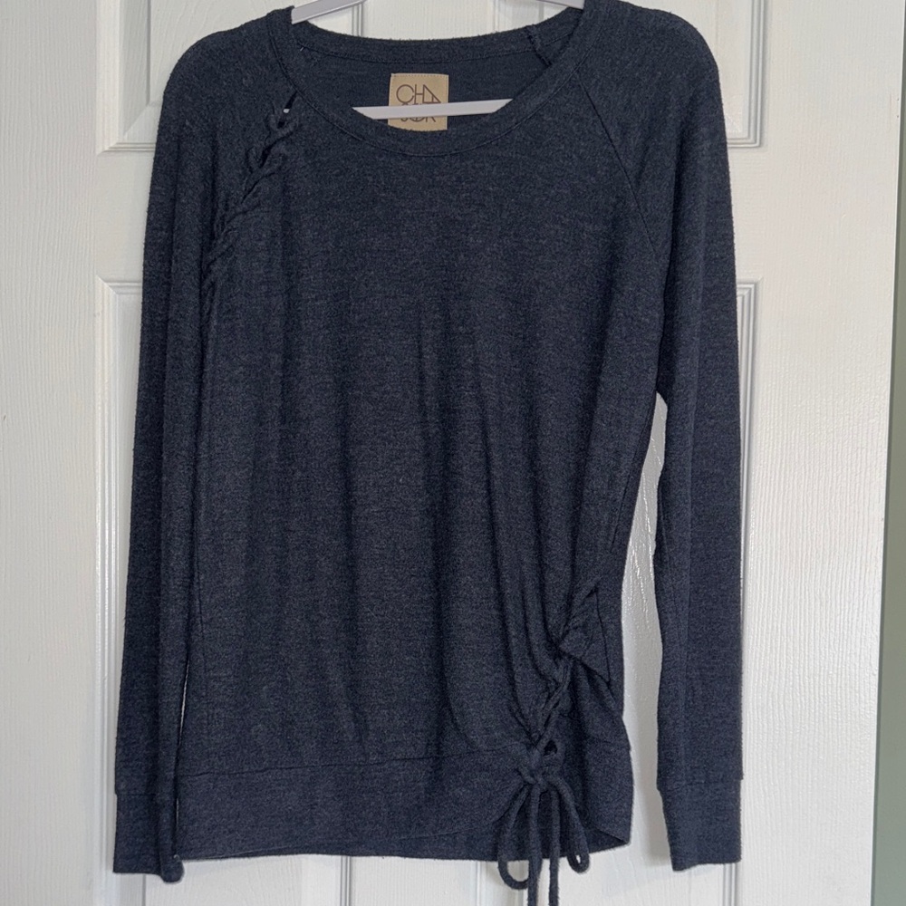 Chaser Navy Side-Tie Long-Sleeve Sweatshirt